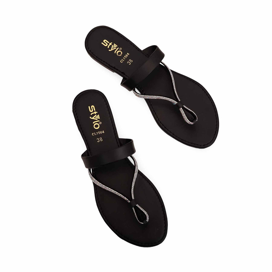 Black Casual Chappal CL1564