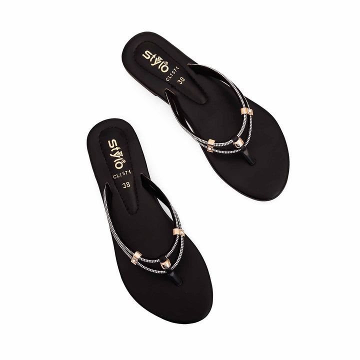 Black Casual Chappal CL1571