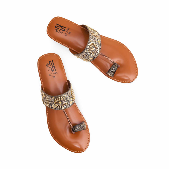 Brown Fancy Chappal EC0185