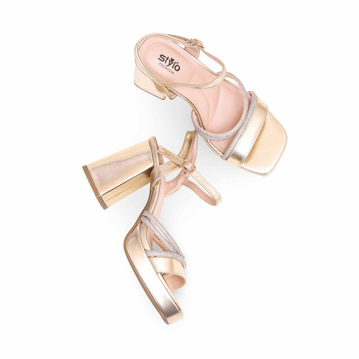 Golden Block Heel Bridal Sandal FN5945