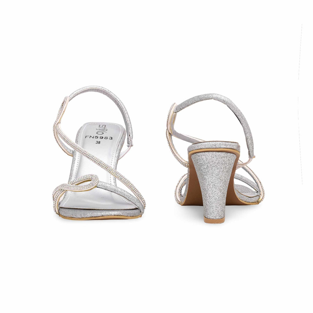 Silver Fancy Sandal For Women FN5983