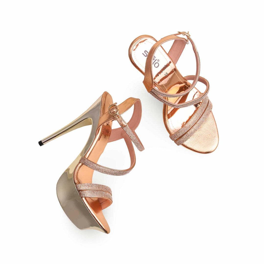 Peach Fancy Bridal Sandal For Ladies FN6059