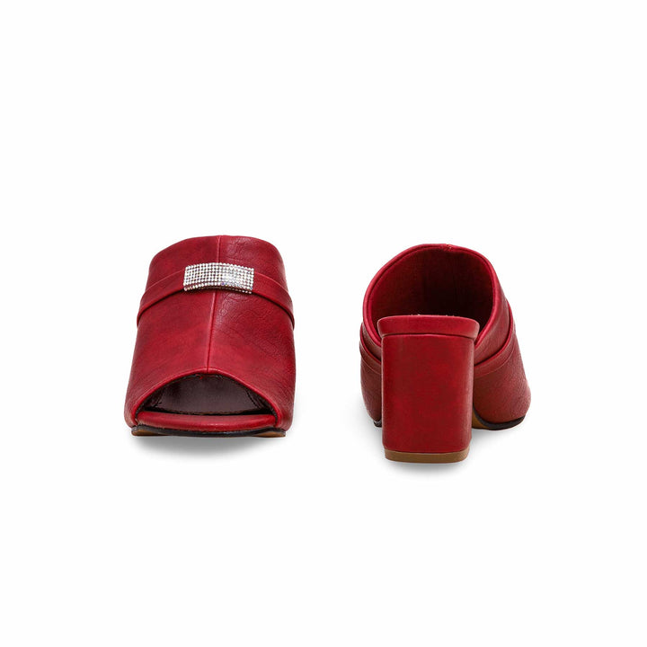 Red Formal Block Heel Slipper FR8271