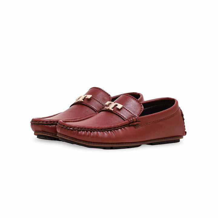 Boys Maroon Formal Moccasin KD0829