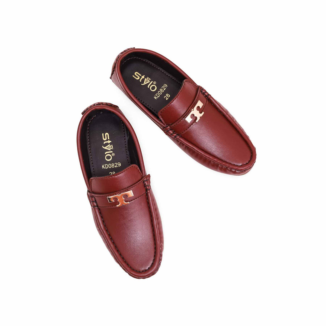 Boys Maroon Formal Moccasin KD0829