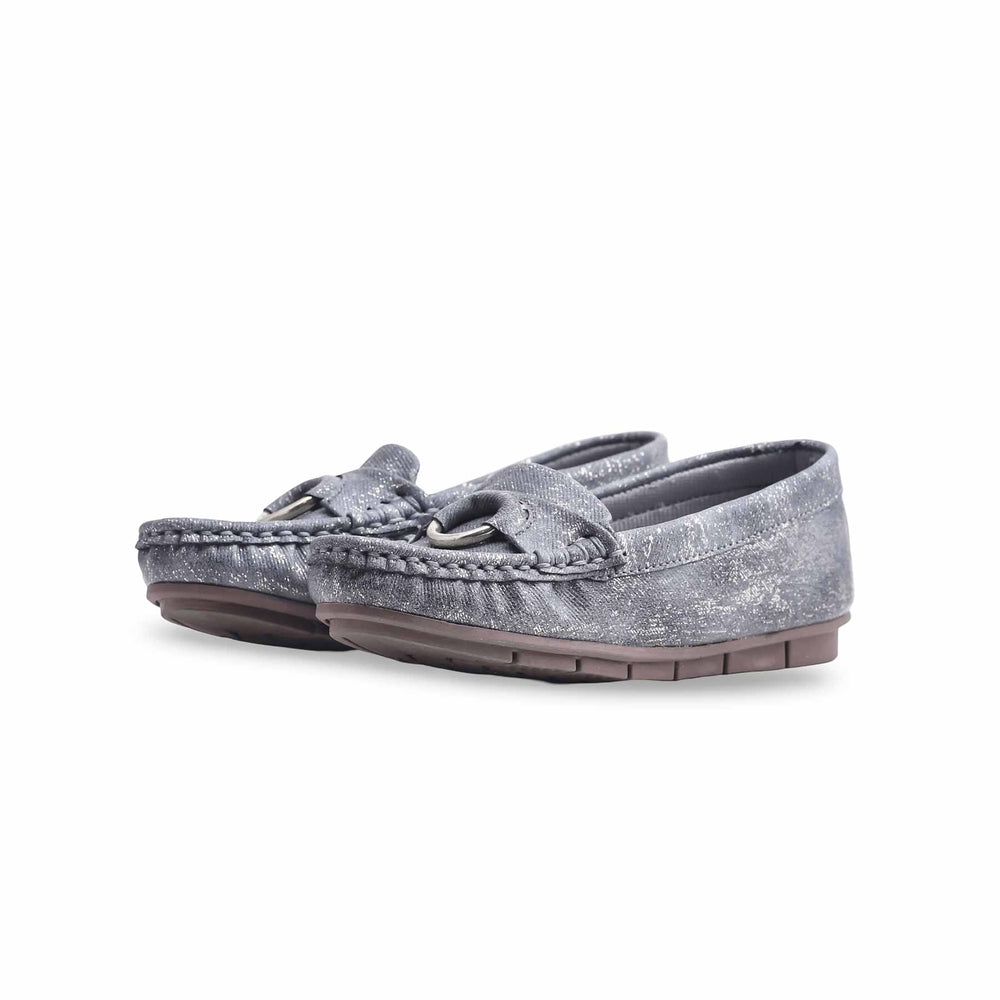 Girls Grey Formal Moccasin KD0909