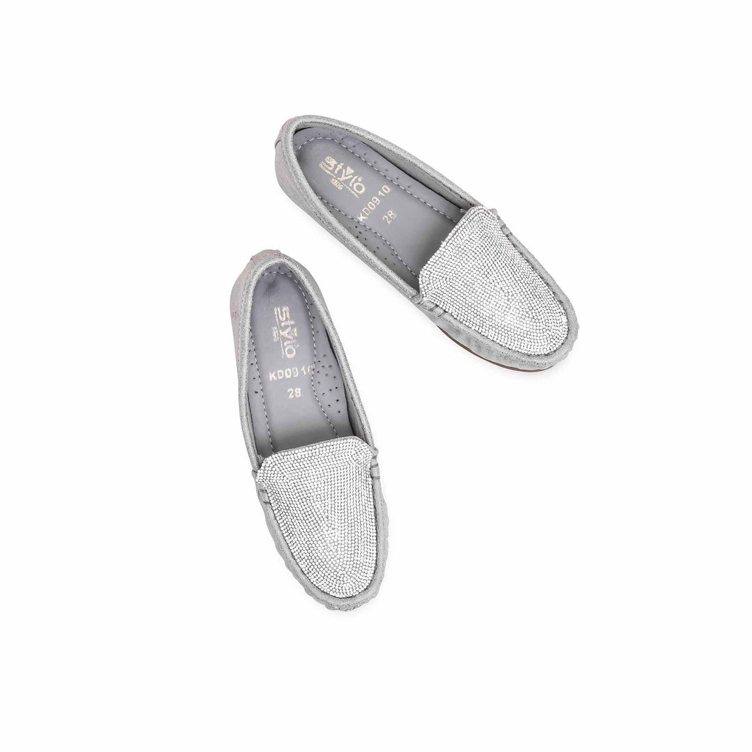 Girls Grey Formal Moccasin KD0910