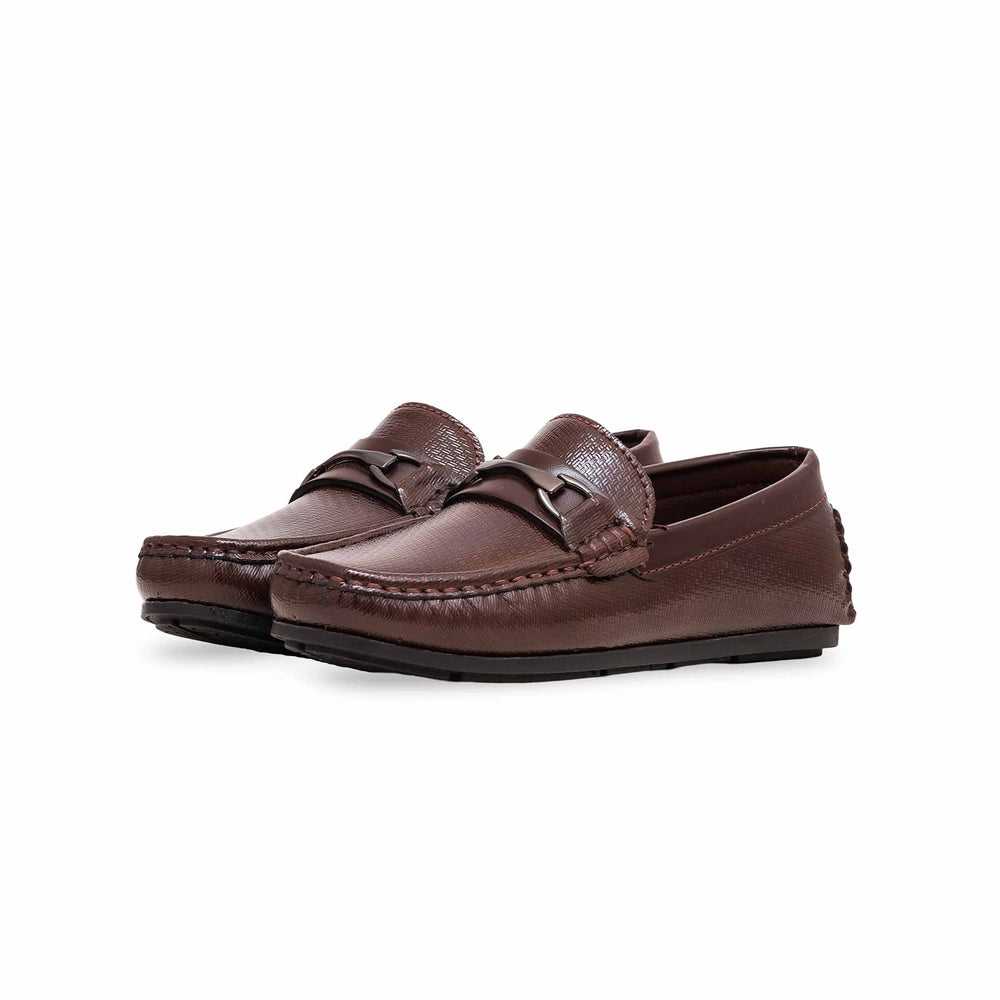 Boys Brown Formal Moccasin KD2193