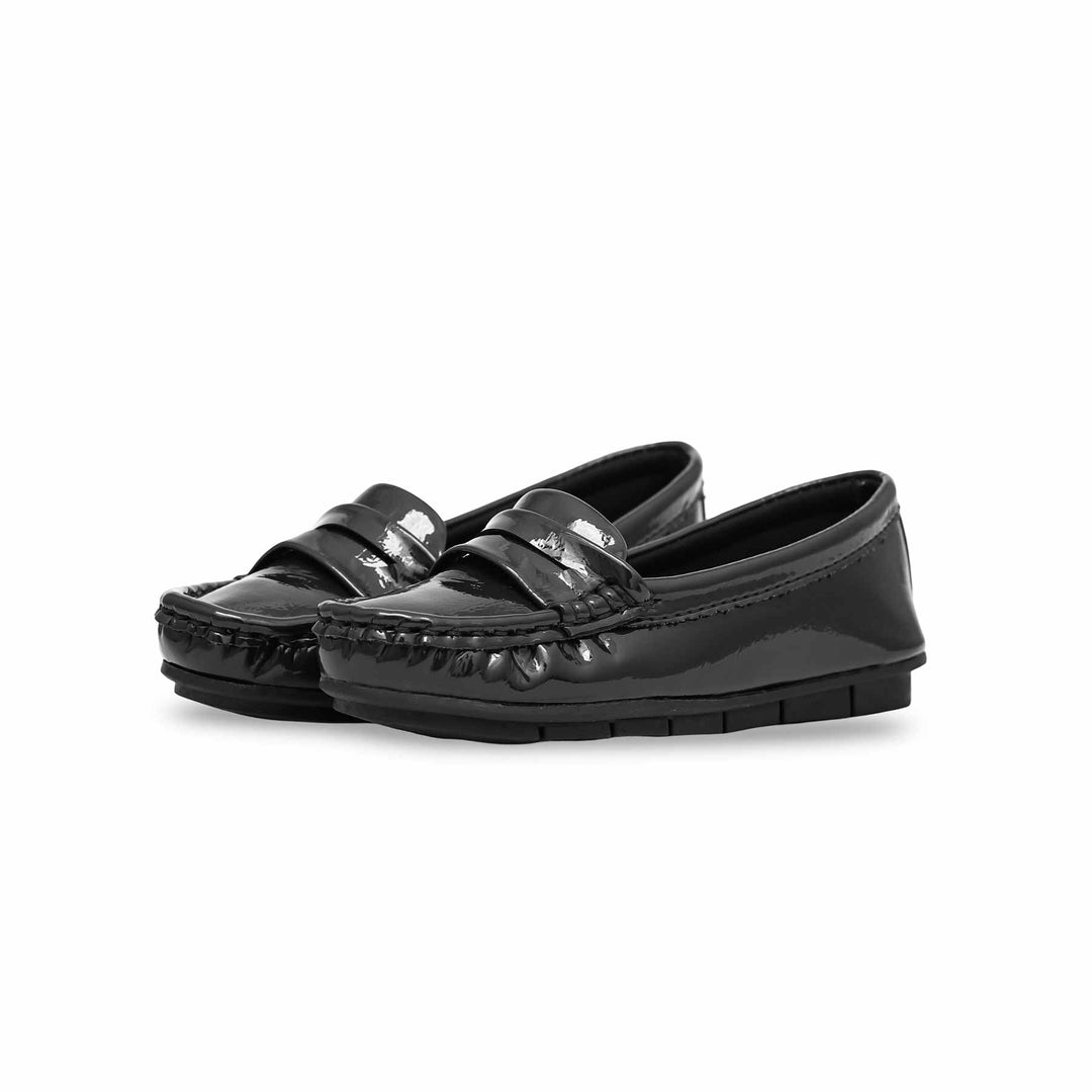 Girls Black Formal Moccasin KD2296