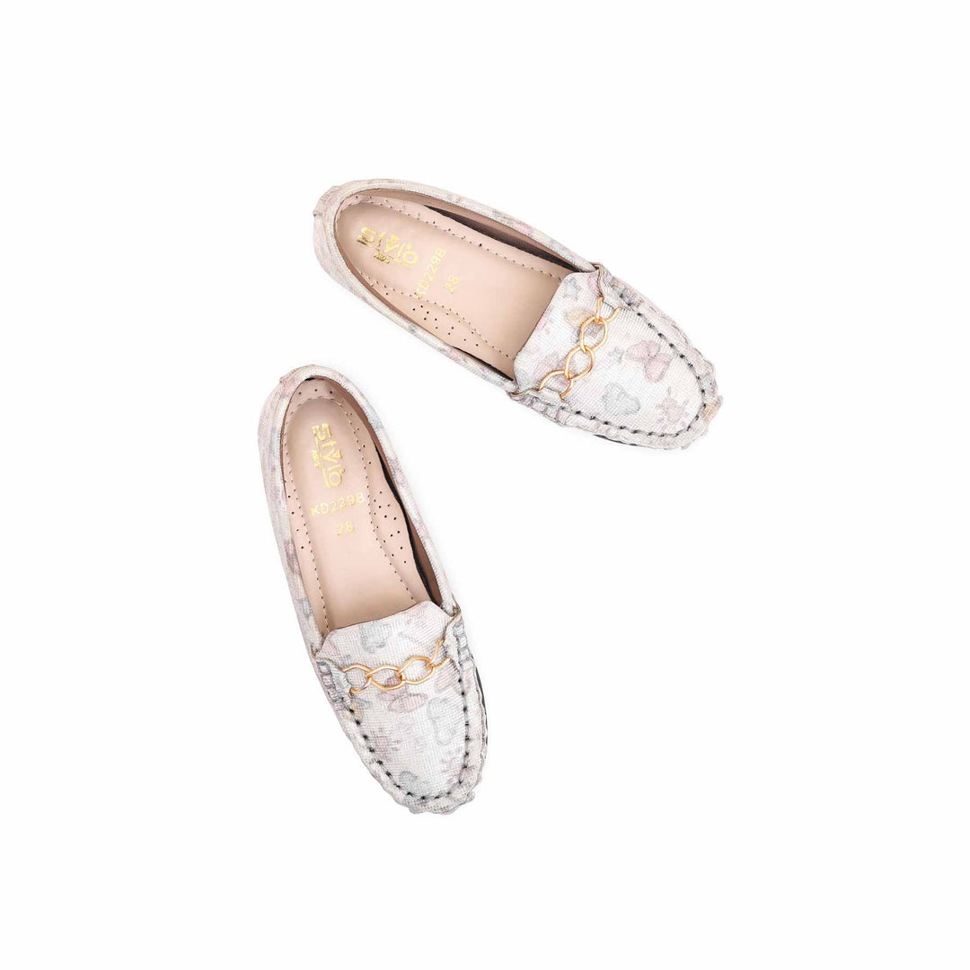 Girls Silver Fancy Moccasin KD2298