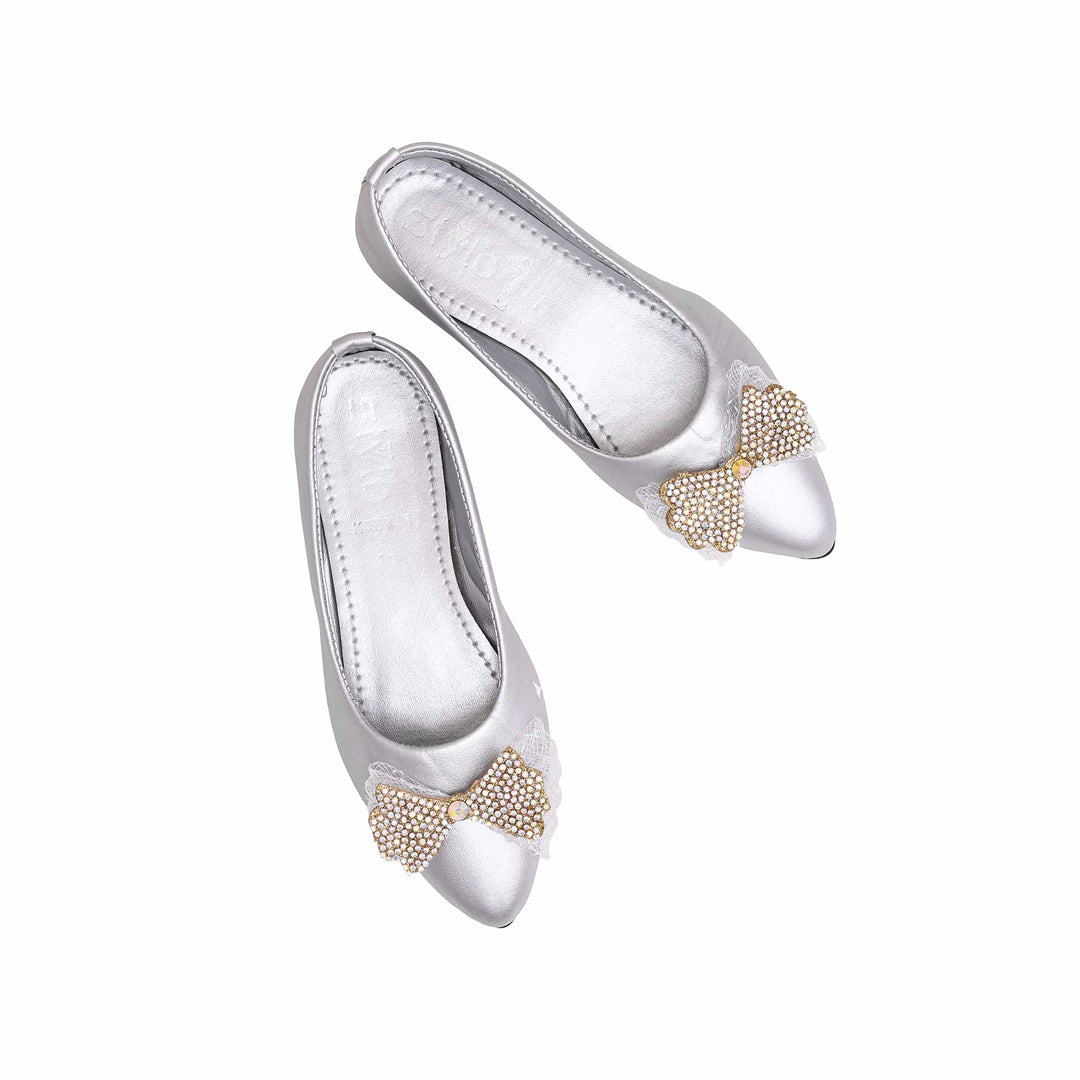 Girls Silver Formal Pumps KD2348