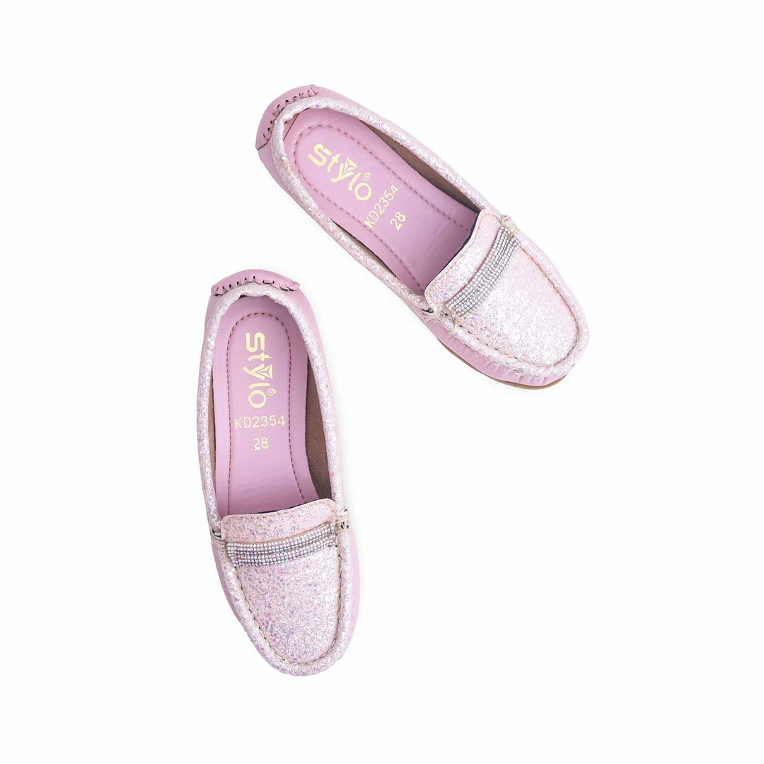 Girls Pink Formal Moccasin KD2354