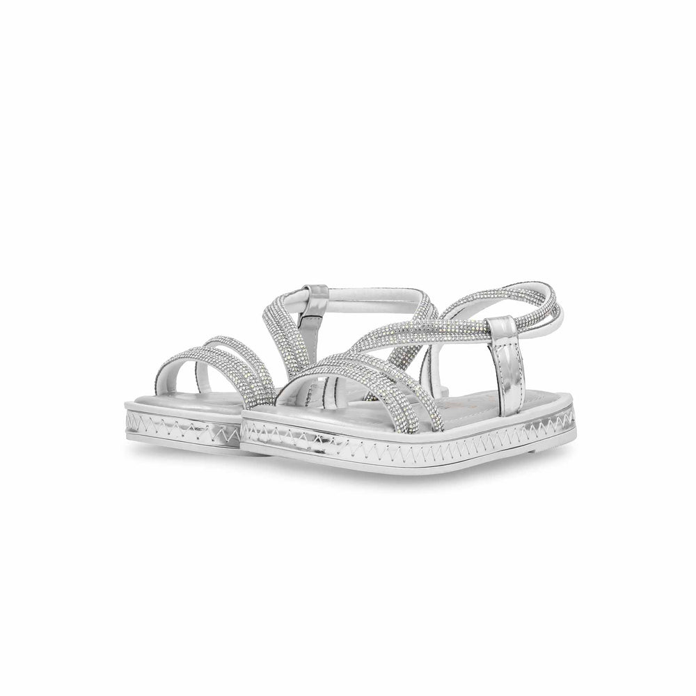 Girls Silver Fancy Sandal KD9838