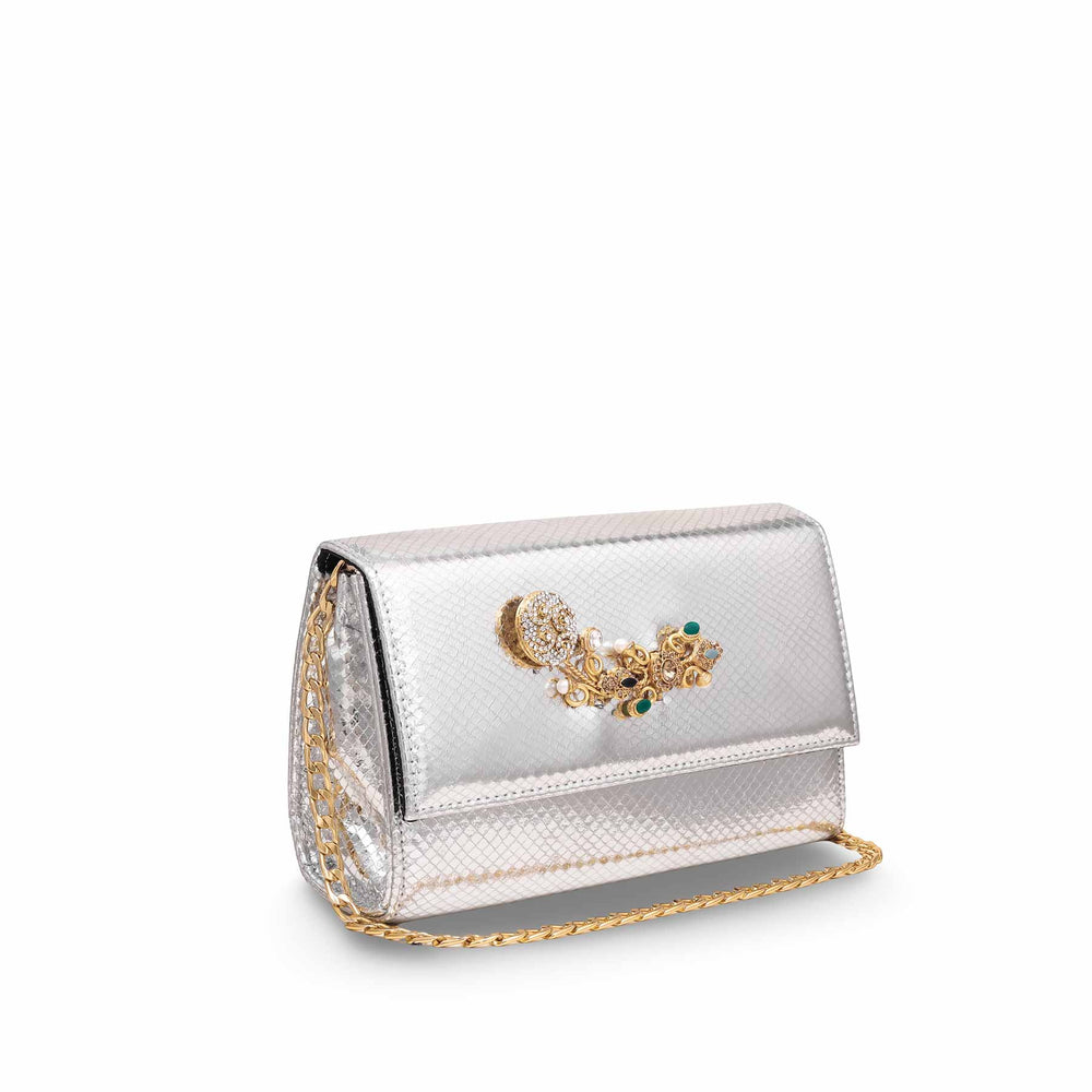 Silver Fancy Clutch P15323