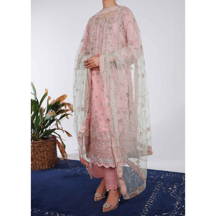 3PC- Embellished Khaddi Net Suit PF4006