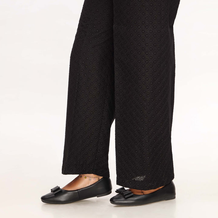 Black Striaght Fit Chikan Embellsihed Trouser PL4051