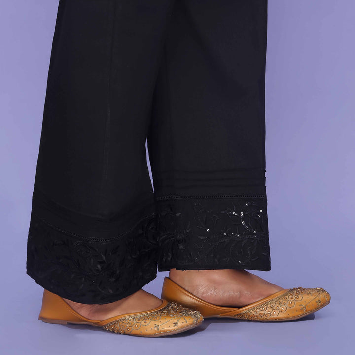 Black Striaght Fit Cambric Trouser PL4074