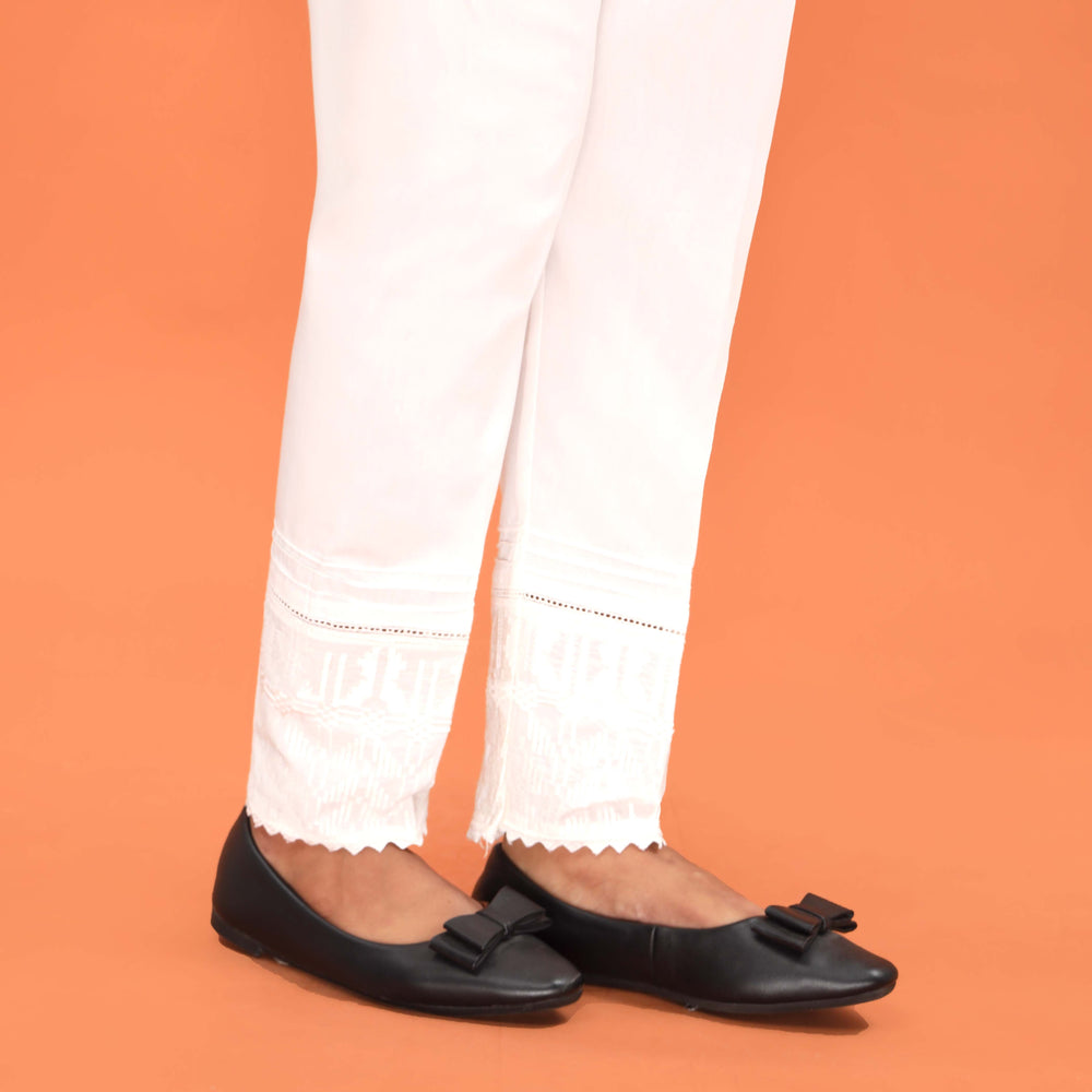 White Slim Fit Plain Trouser PL5001