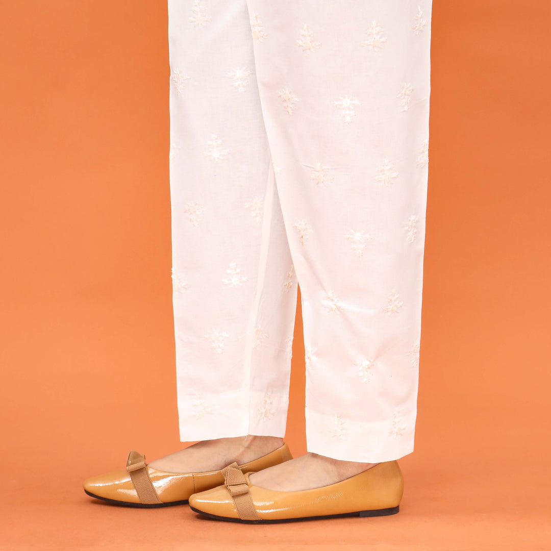 White Slim Fit Plain Trouser PL5007