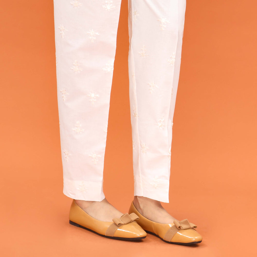 White Slim Fit Plain Trouser PL5007