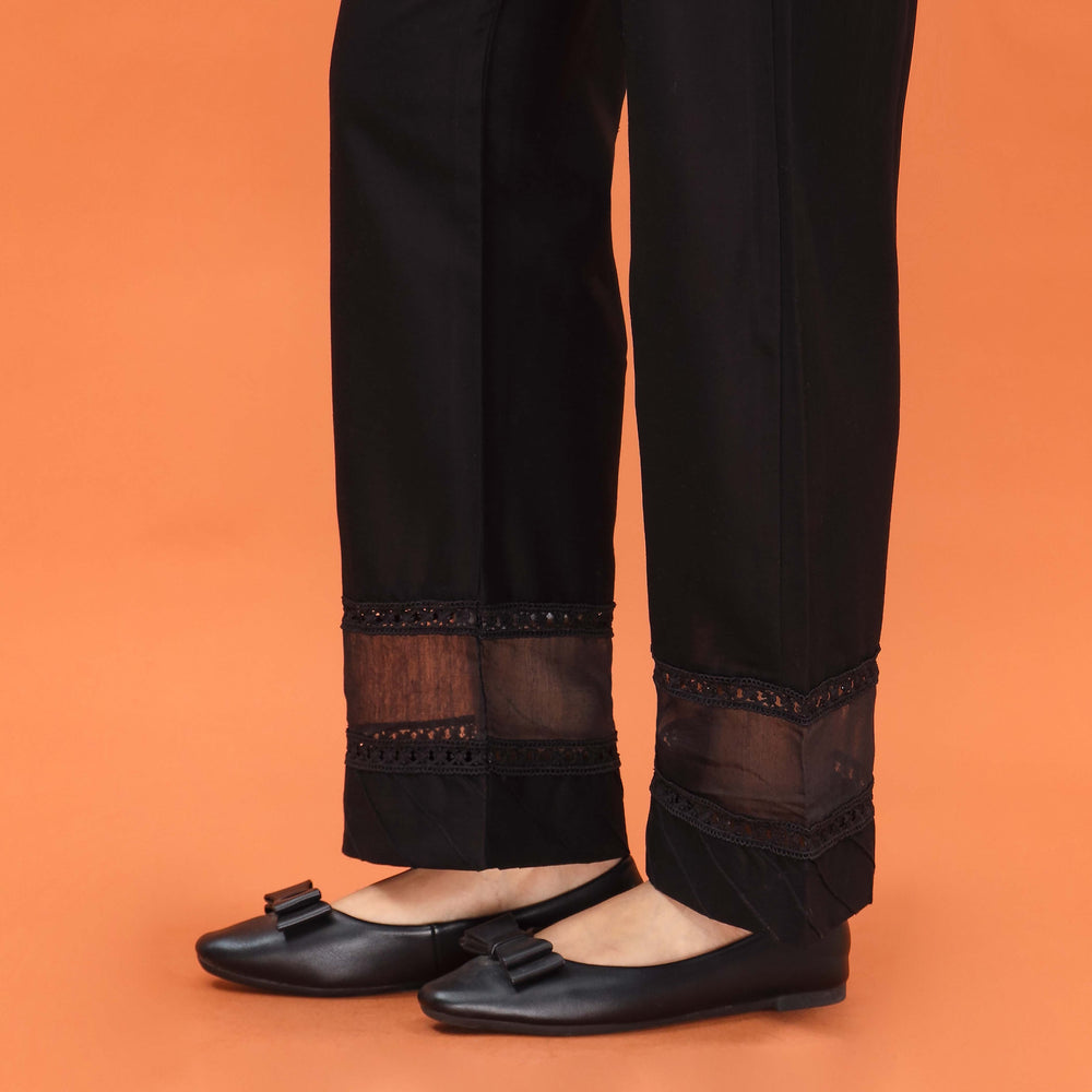 Black Straight Fit Embroidered Trouser PL5010