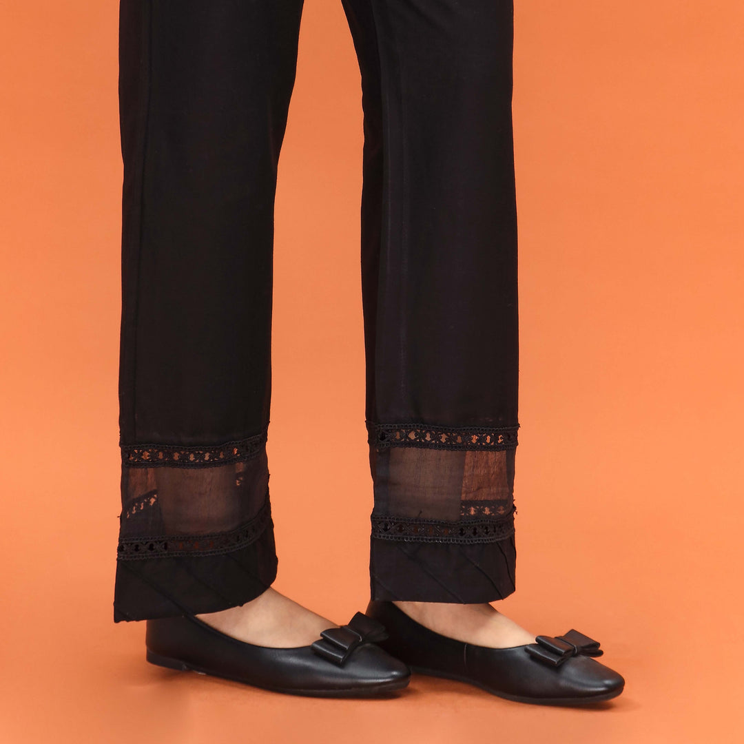 Black Straight Fit Embroidered Trouser PL5010