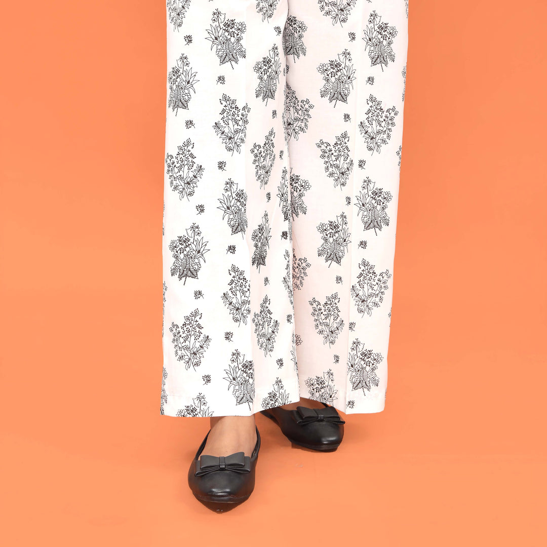 Black Straight Fit Printed Trouser PL5016