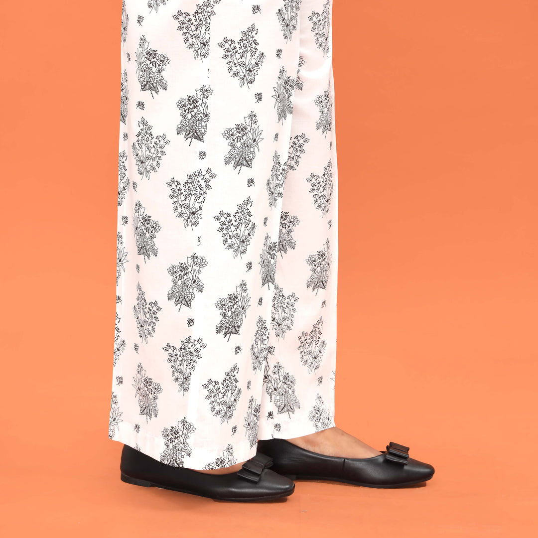 Black Straight Fit Printed Trouser PL5016