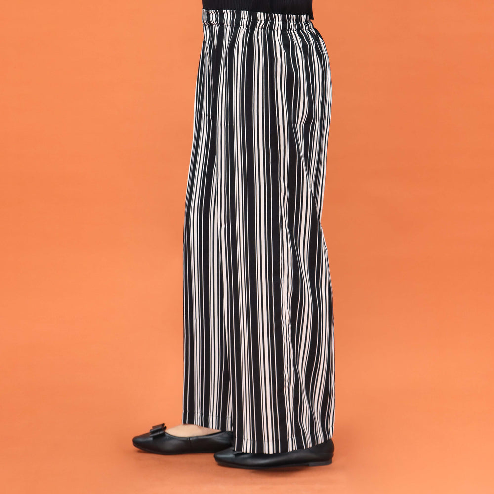 Black Straight Fit Striper Trouser PL5027