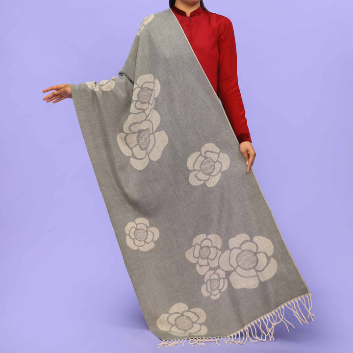 Grey Acrylic Winter Shawl PN4288