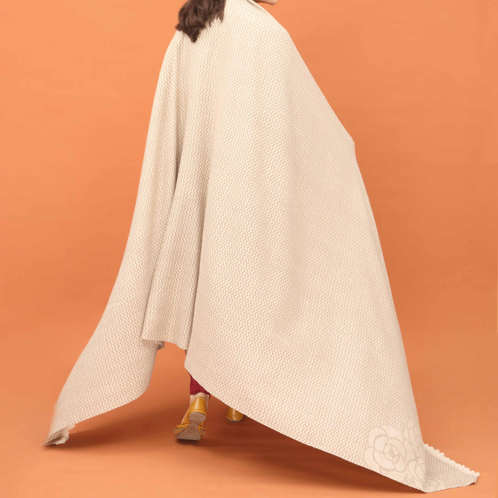 Beige Acrylic Winter Shawl PN4341