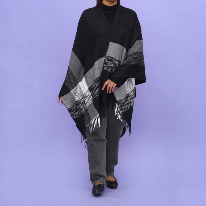 Black Winter Cape Shawl PN4706