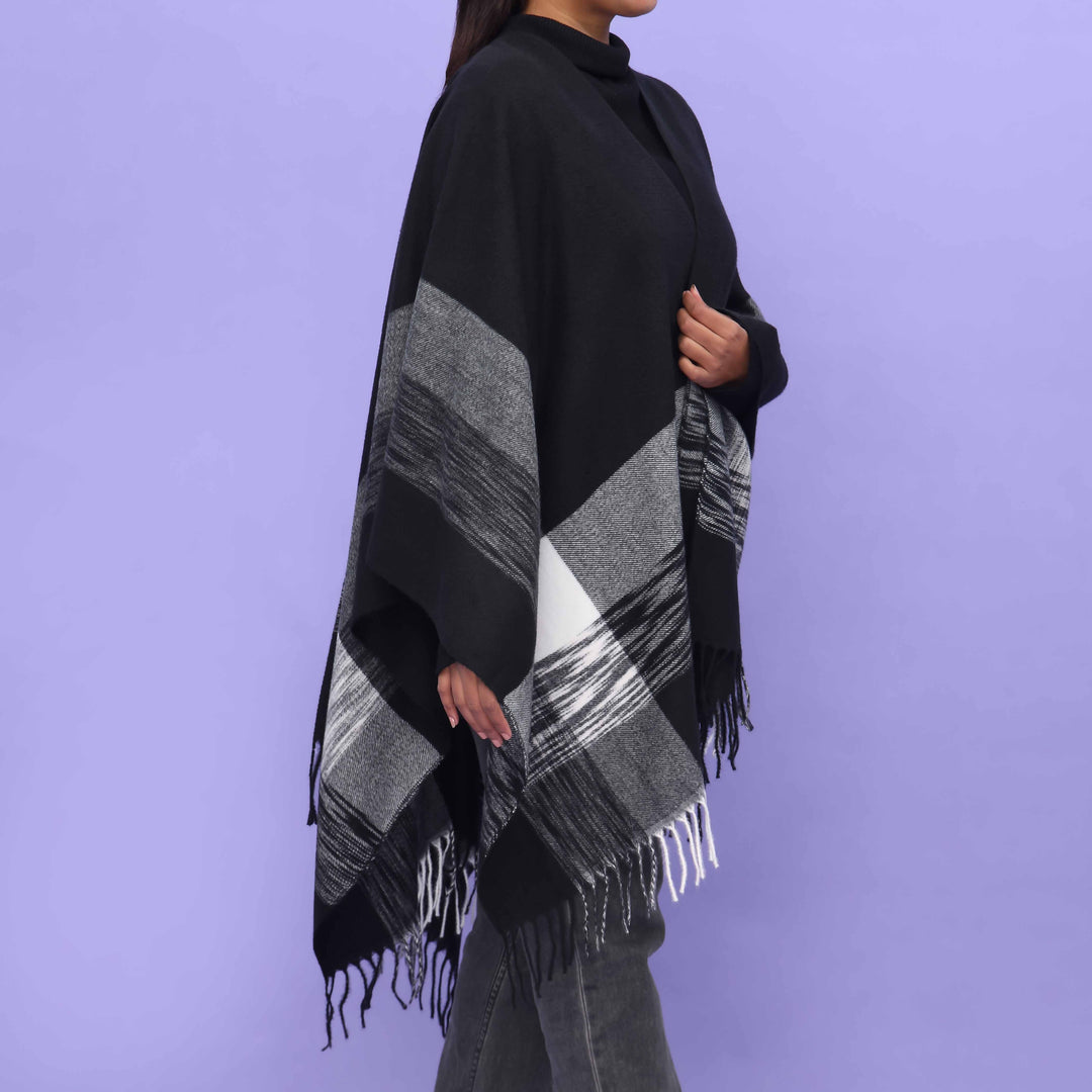 Black Winter Cape Shawl PN4706