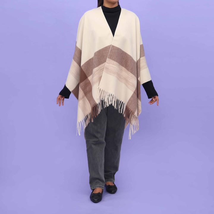 Cream Winter Cape Shawl PN4707