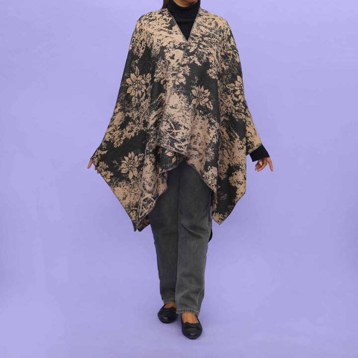 Khaki Winter Cape Shawl PN4716