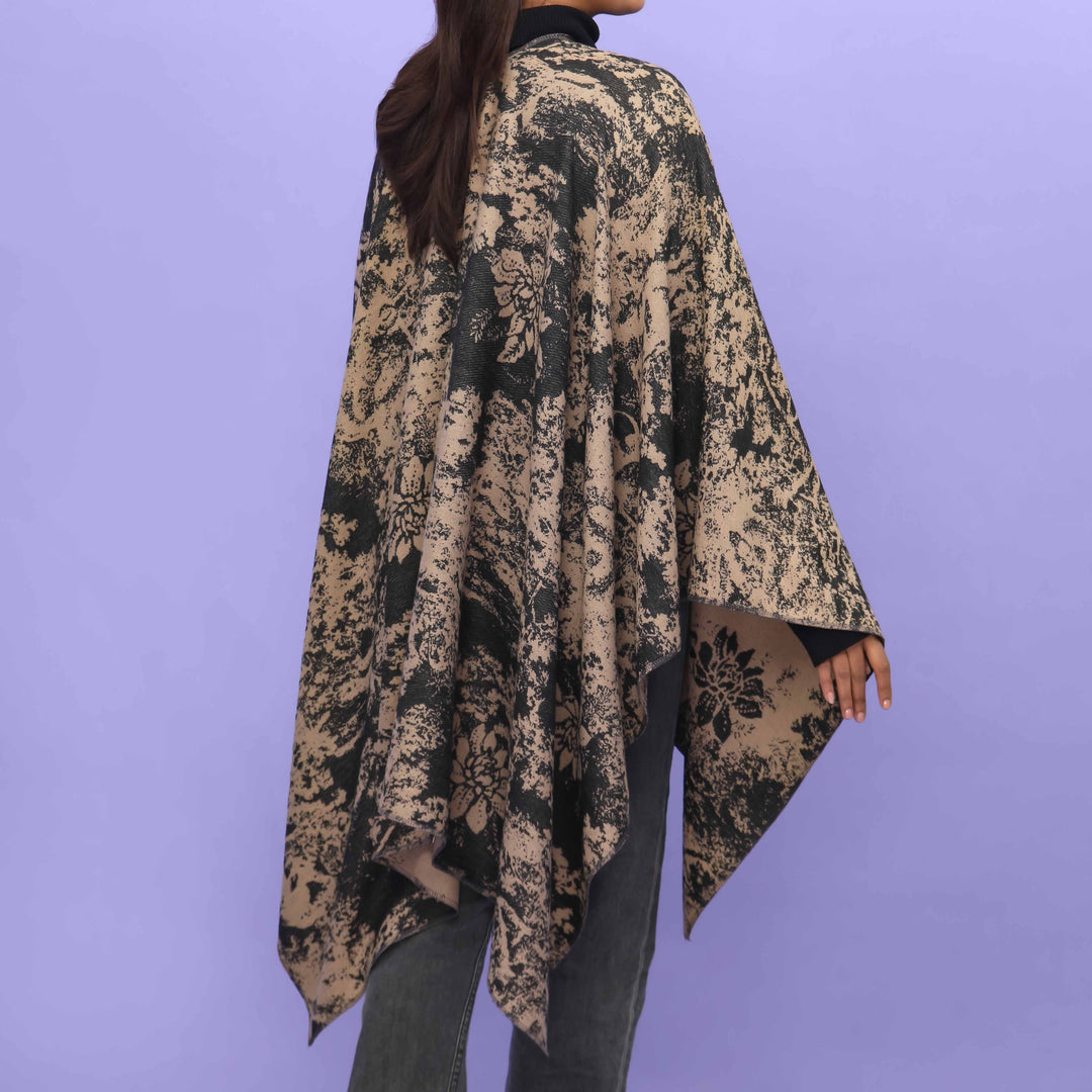 Khaki Winter Cape Shawl PN4716