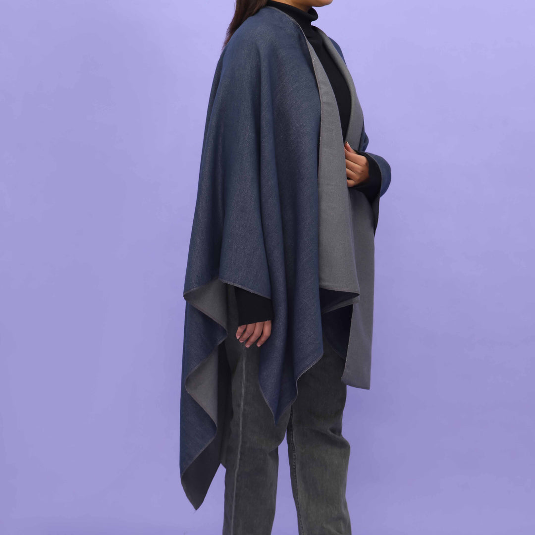 Navy Winter Cape Shawl PN4721