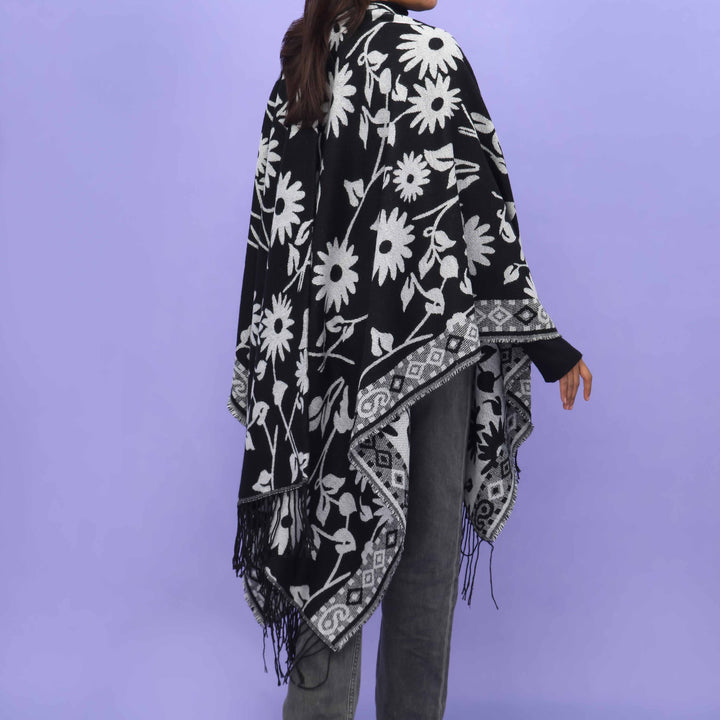 Black Winter Cape Shawl PN4724