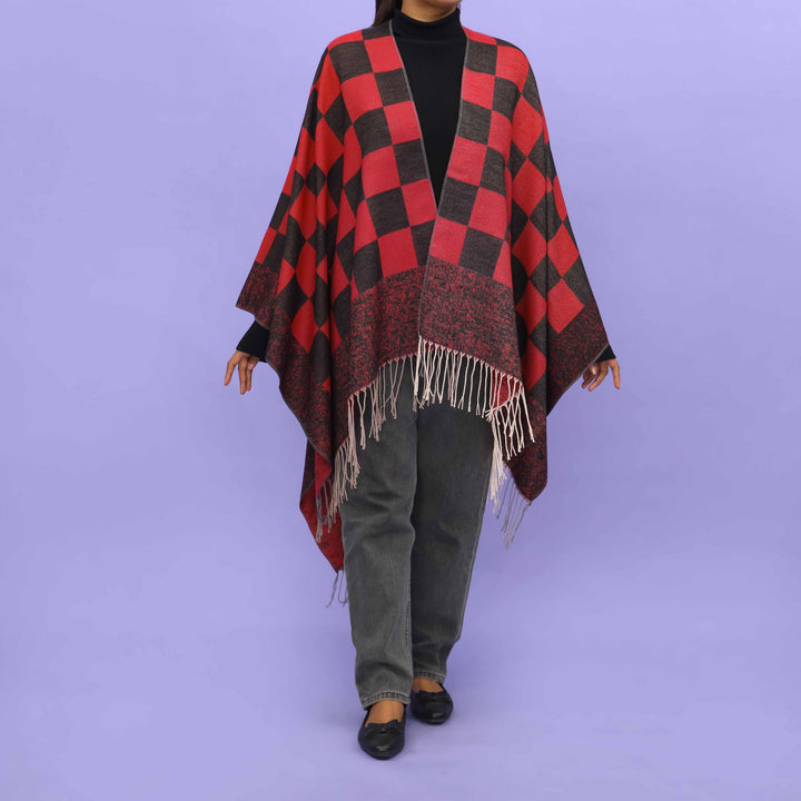 Maroon Winter Cape Shawl PN4730