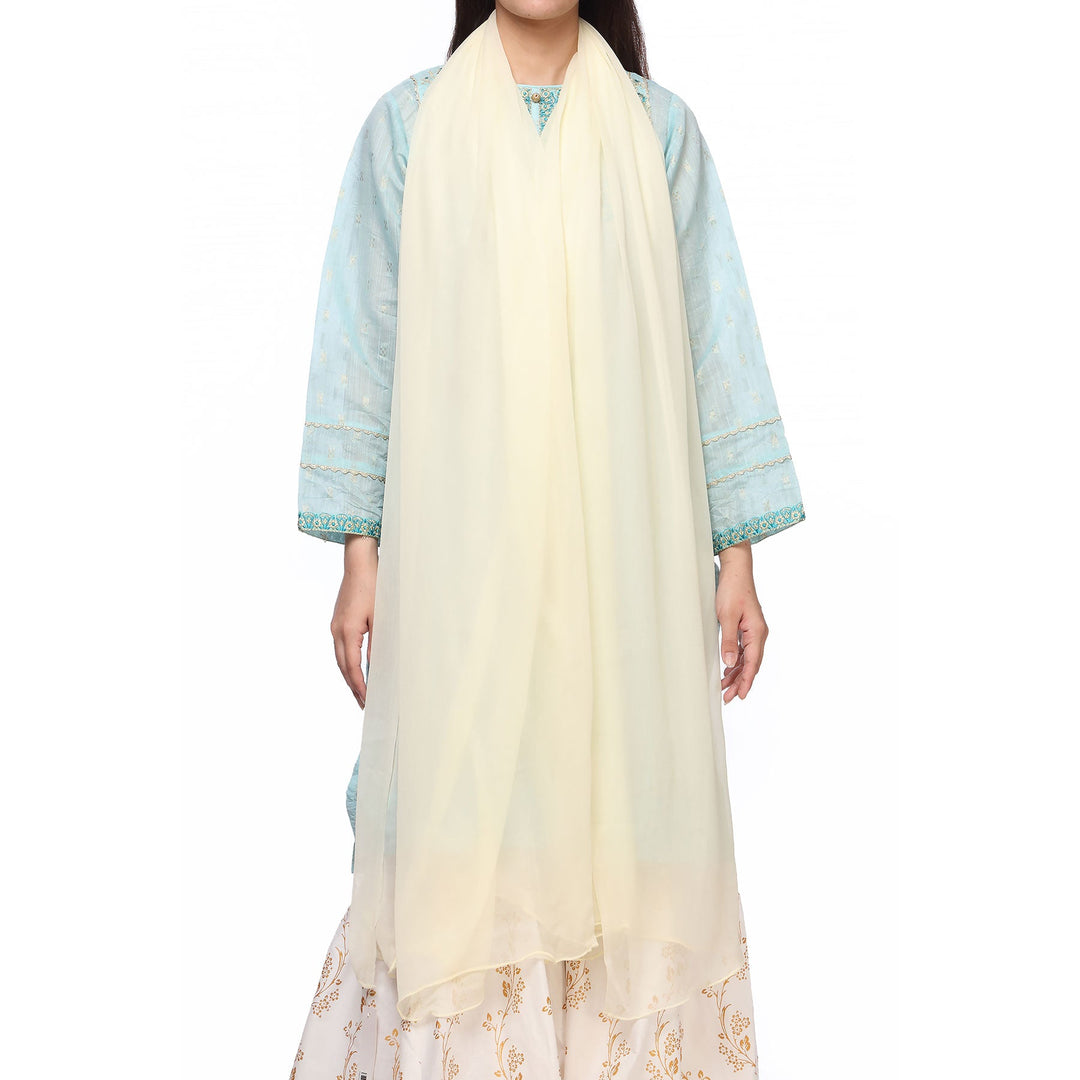 Cream Dyed Plain Chiffon Dupatta PS4706