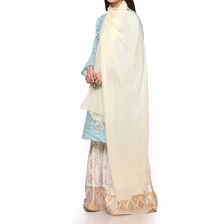 Cream Dyed Plain Chiffon Dupatta PS4706