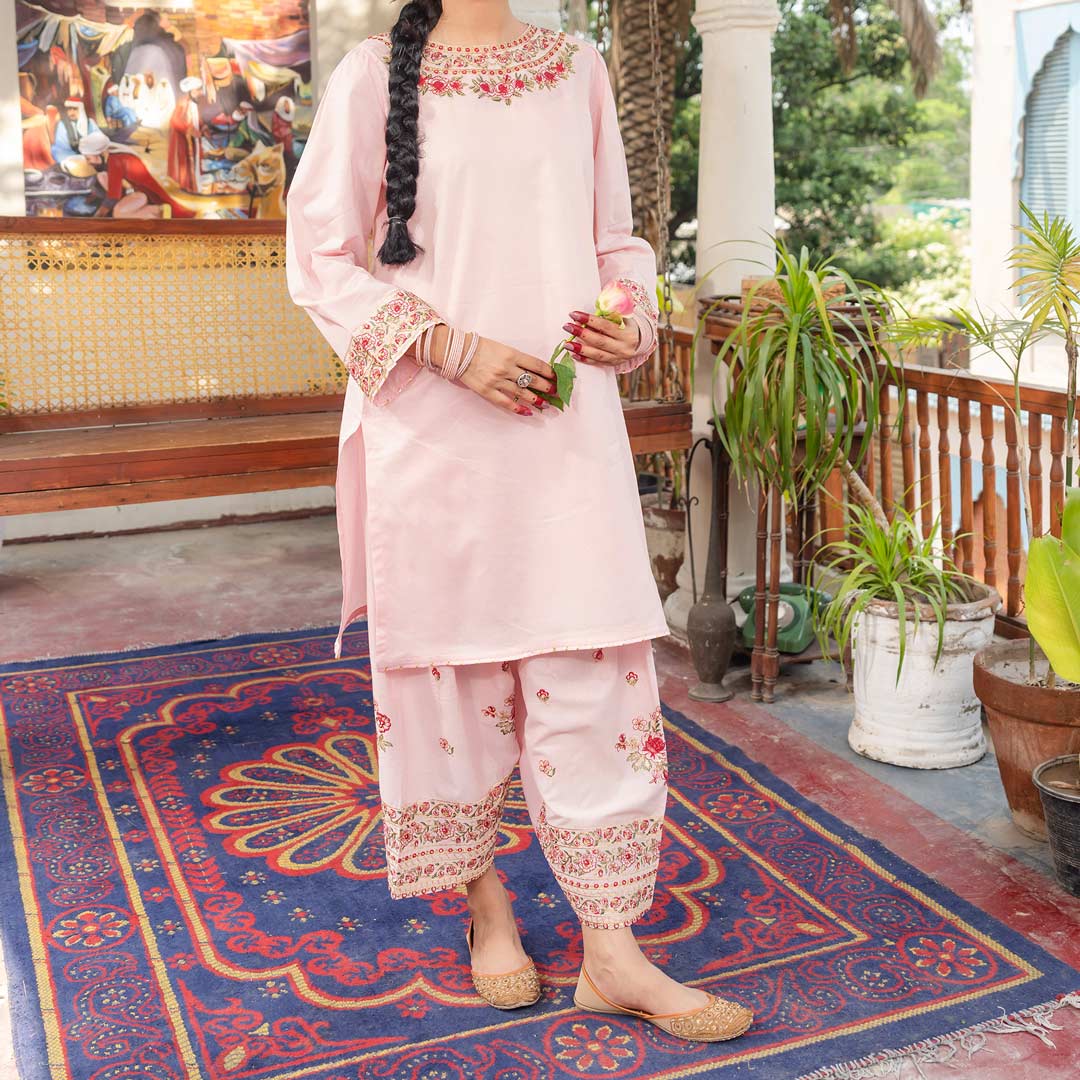 2PC- Embroidered Cambric Suit PS4129