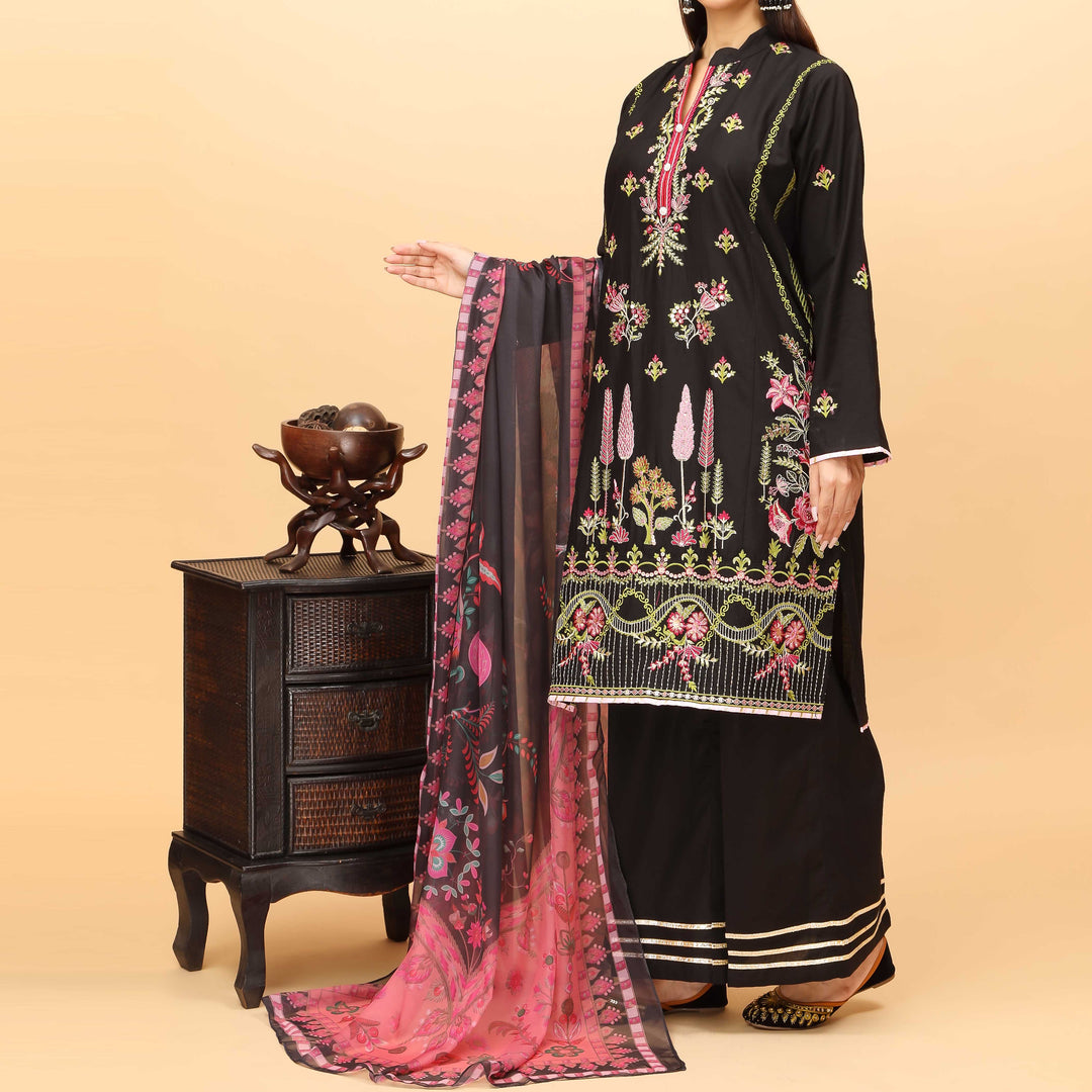 3PC- Embroidered Cambric Suit PS4130