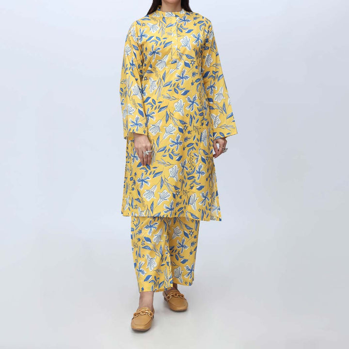 Yellow 2PC-Printed Cambric Suit PS4252