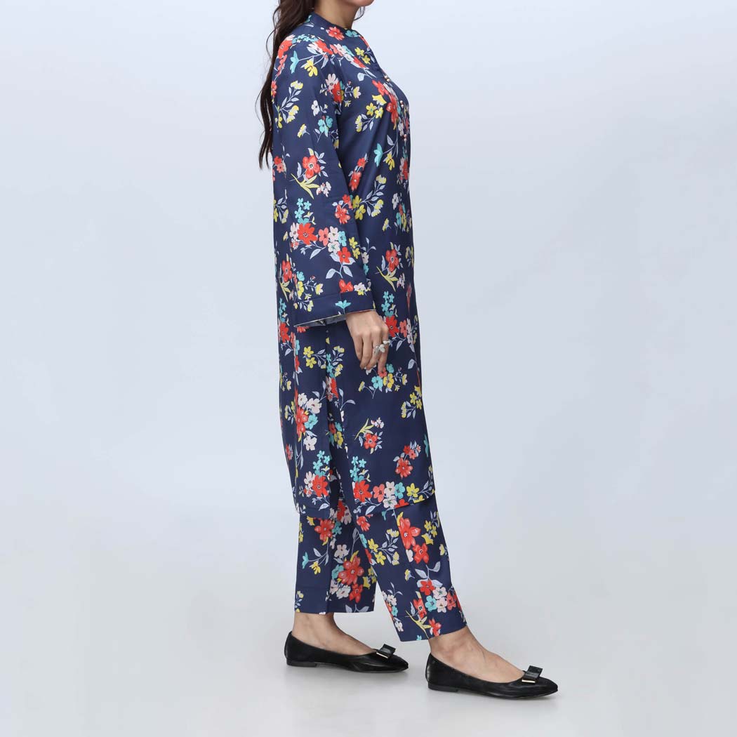 Blue 2PC-Printed Cambric Suit PS4257