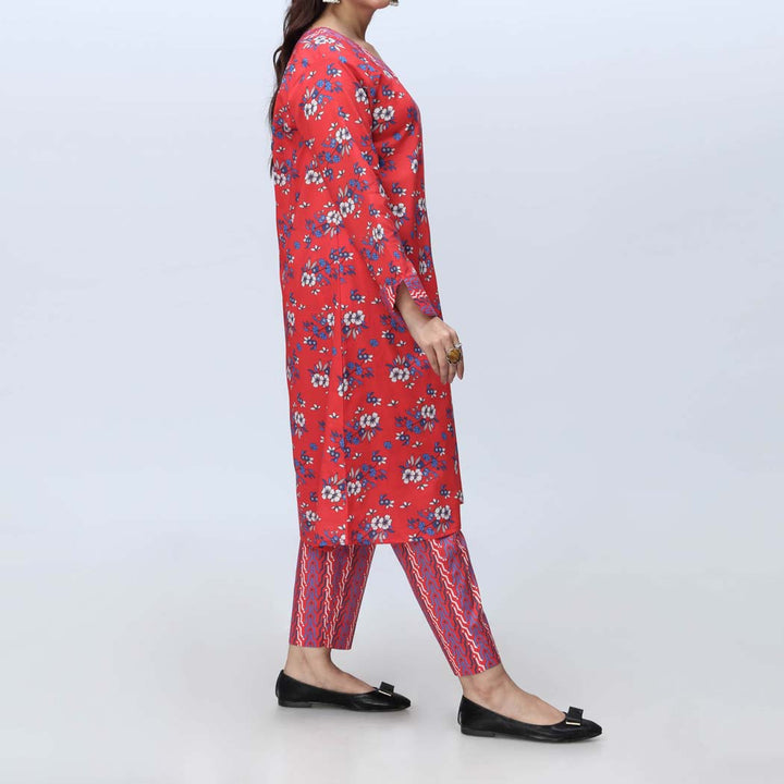 Orange 2PC-Printed Cambric Suit PS4261