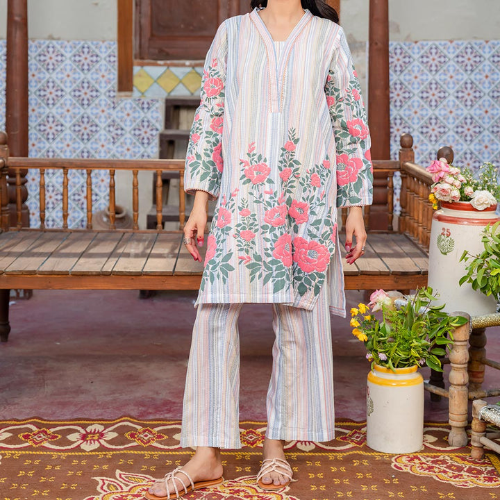 2PC- Puff Printed Chiffon Suit PS4374