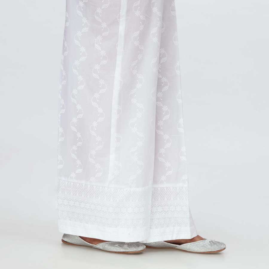White Screen Printed Cambric Trouser PS4509