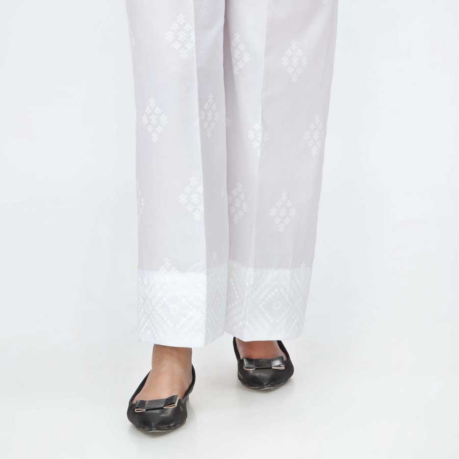 White Screen Printed Cambric Trouser PS4510