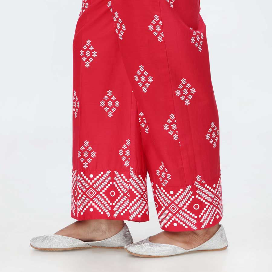 Red Screen Printed Cambric Trouser PS4510